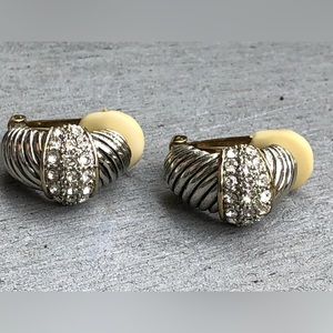 Vintage Rhinestone Shrimp Clip On Earrings